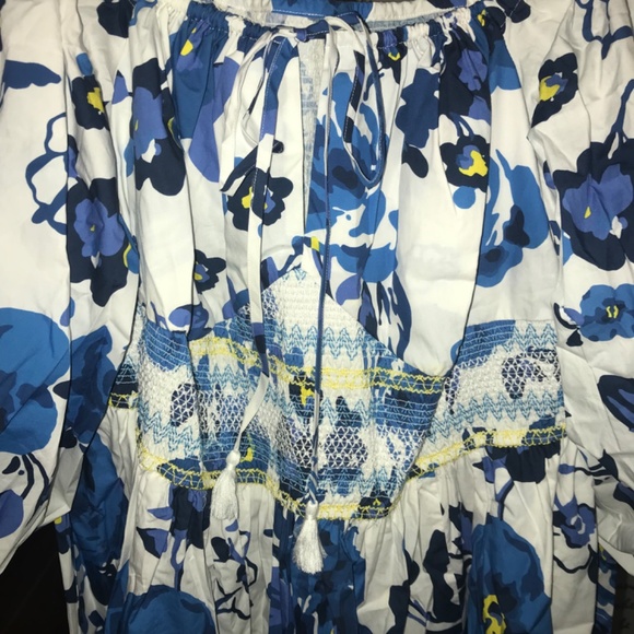 PLENTY BY TRACY REESE OFF-THE-SHOULDER PUFF-SLEEVE SMOCKED DRESS - Picture 5 of 13